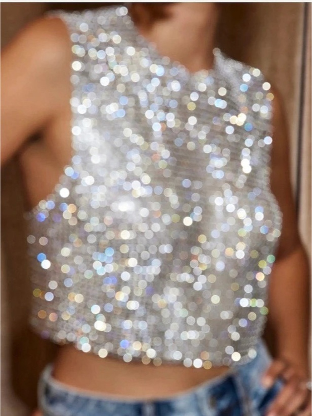 12th Tribe She'Small a Gem Silver Rhinestone Tank Small